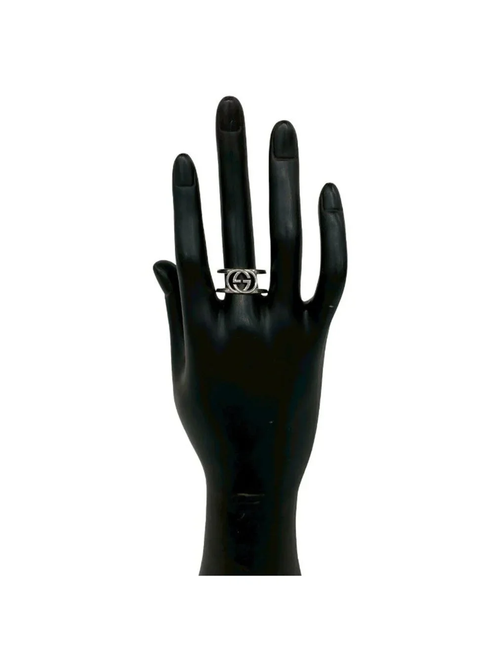 Gucci Interlocking Logo Motif 925 Sterling Silver Ring